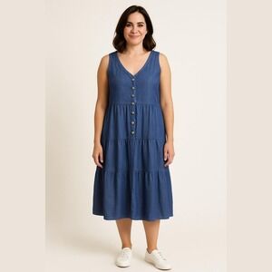 Maurice's Denim Babydoll Dress Size L Women's Flowy